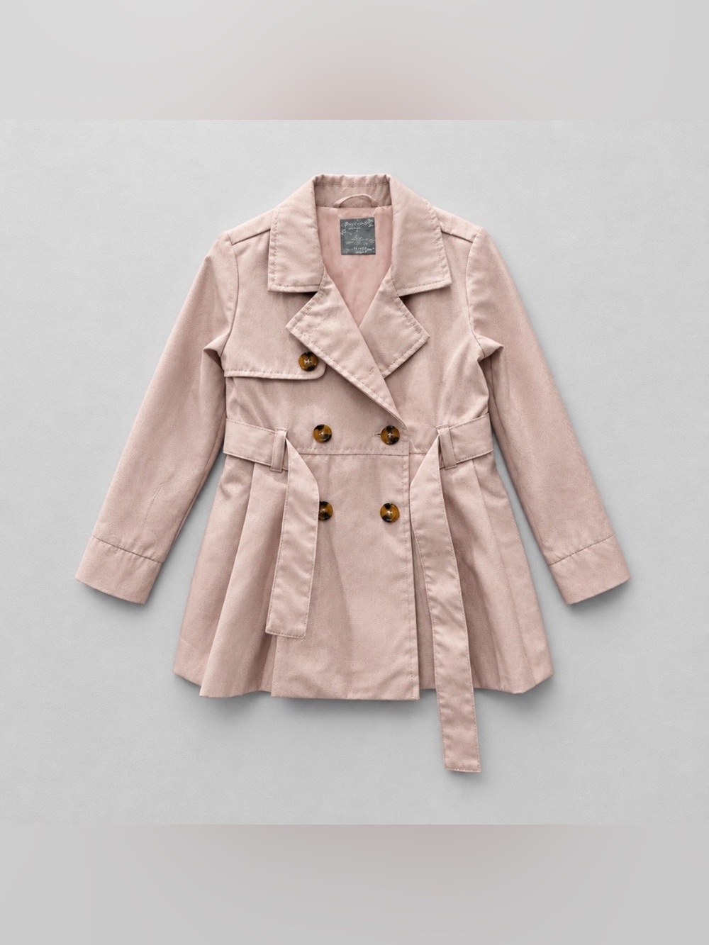 TAHARI Kids Blush Pink Double-Breasted Trench Coat. Size 3T